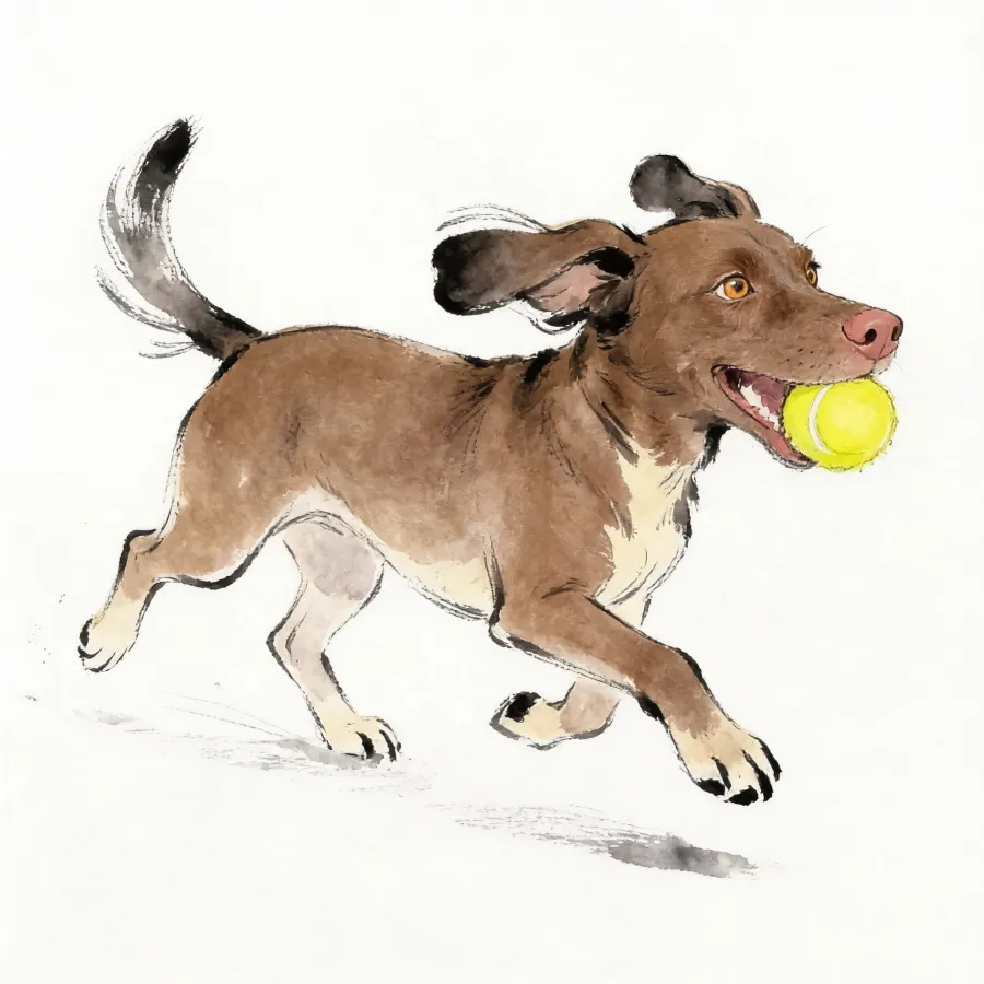 Ilustración de Allita trotando con una pelota